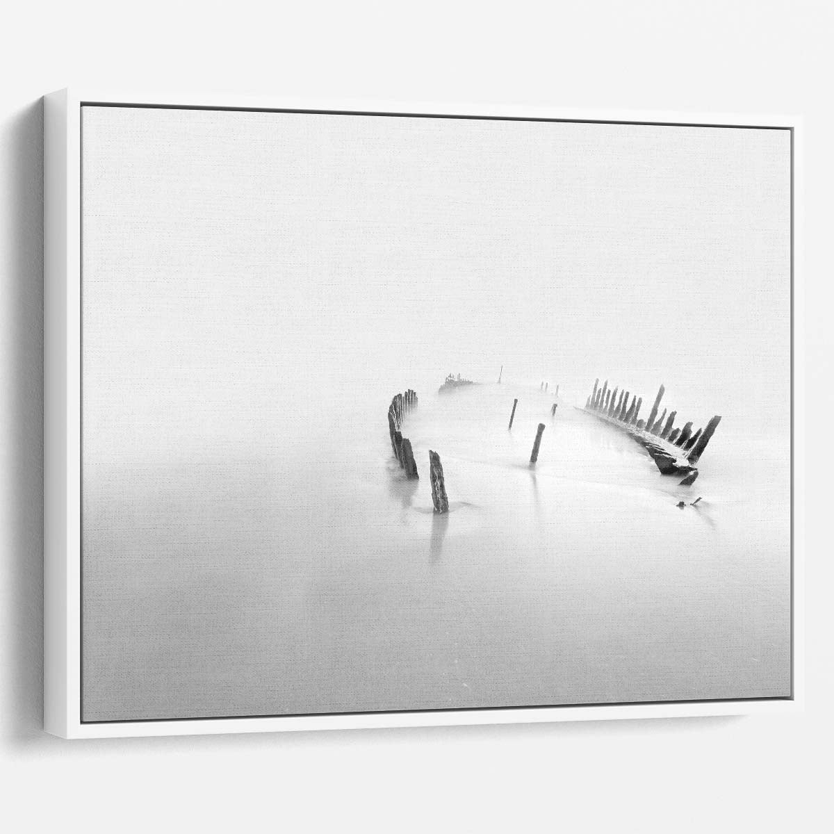 Desolate Shipwreck in Misty Ocean Landscape Wall Art by Luxuriance Designs. Made in USA.