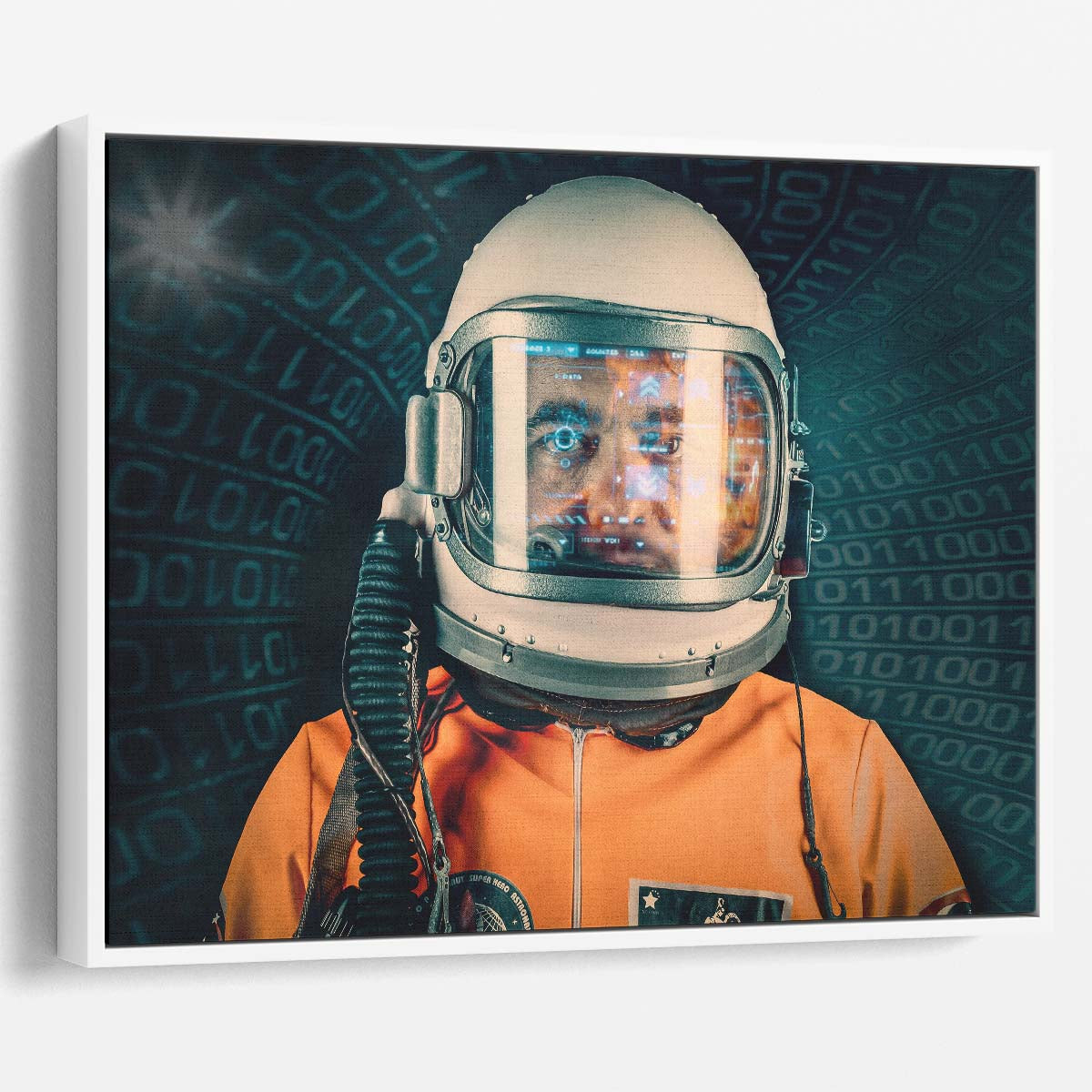 NASA Astronaut Universe Cosmos Orange Portrait Wall Art by Luxuriance Designs. Made in USA.