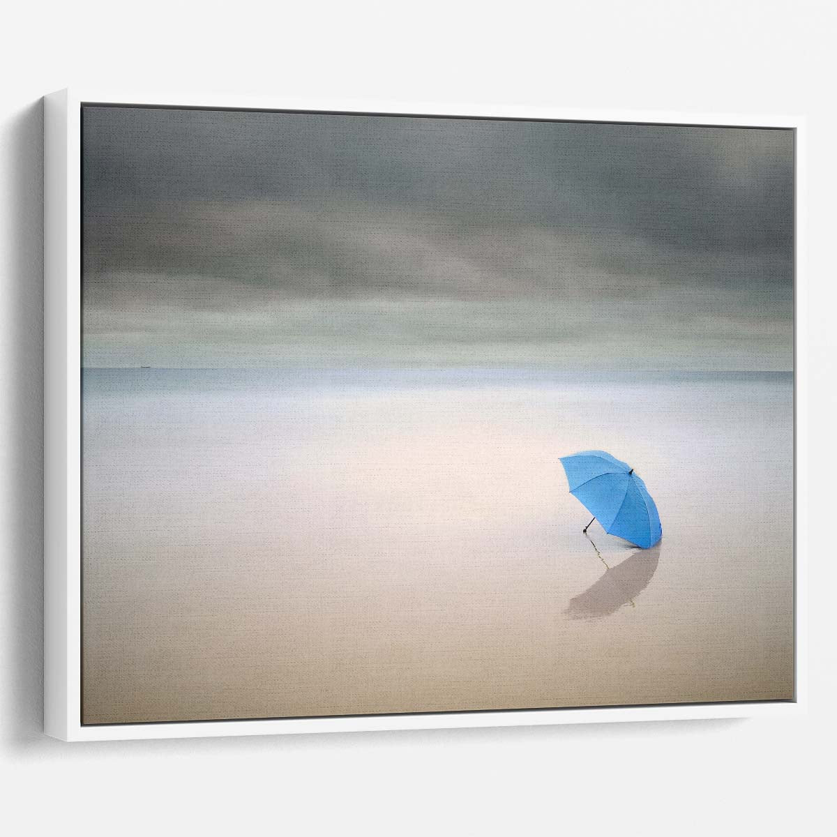 Solitary Umbrella Rainy Beach Solitude Wall Art by Luxuriance Designs. Made in USA.