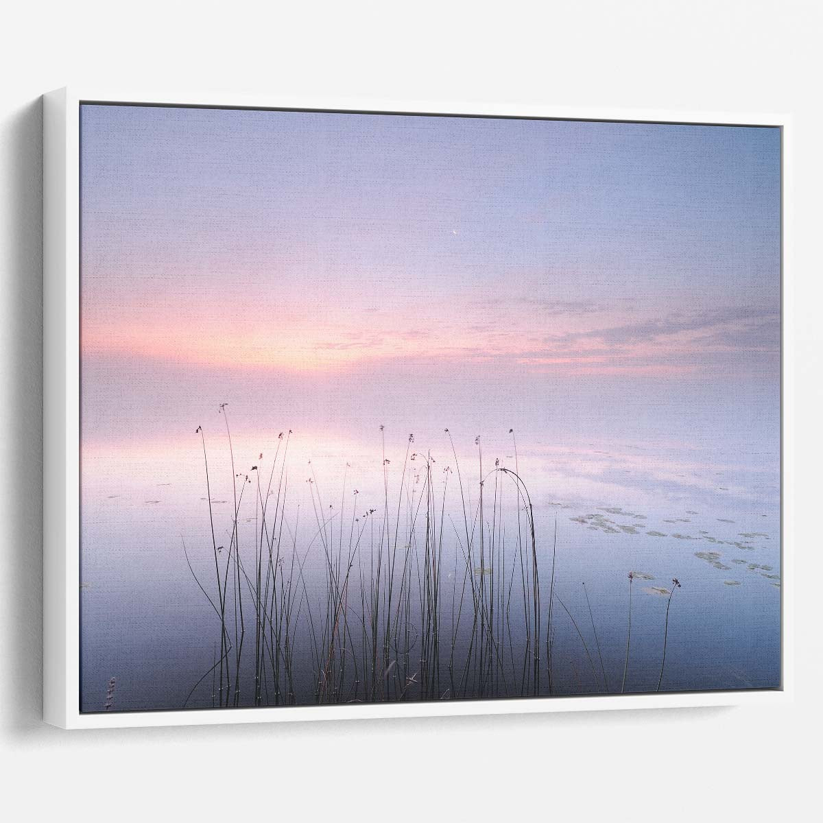 Serene Swedish Lake at Dusk Pastel Wall Art by Luxuriance Designs. Made in USA.