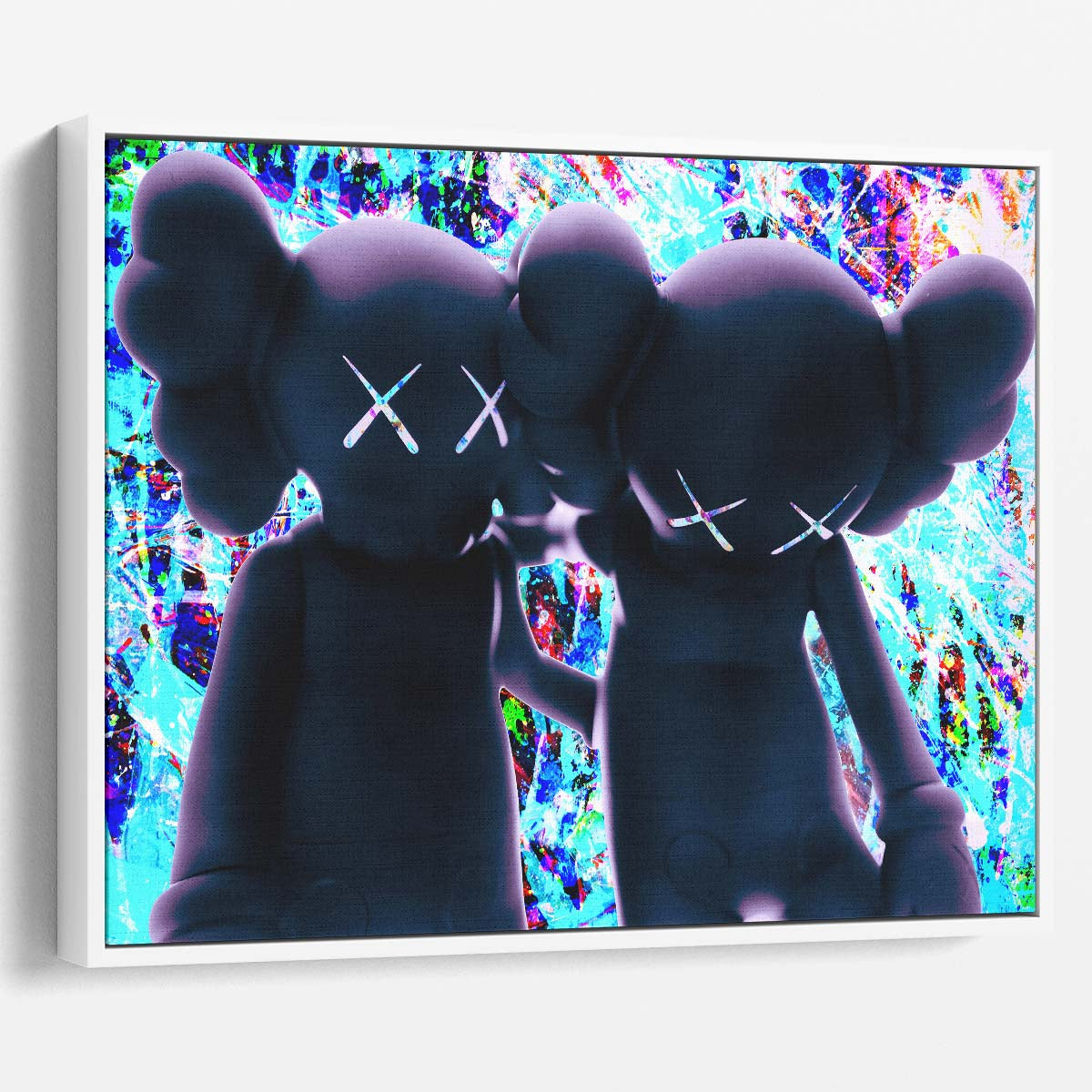 Two Kaws Figures Silhouette Hypebeast Wall Art by Luxuriance Designs. Made in USA.