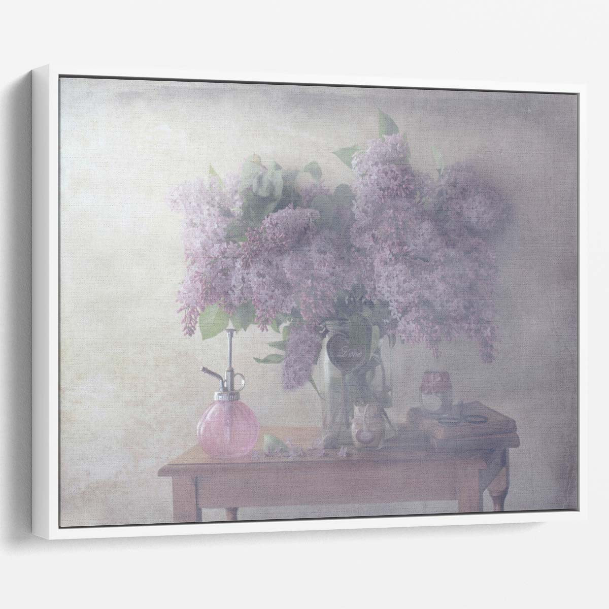 Romantic Vintage Lilac Floral Still Life Wall Art by Luxuriance Designs. Made in USA.