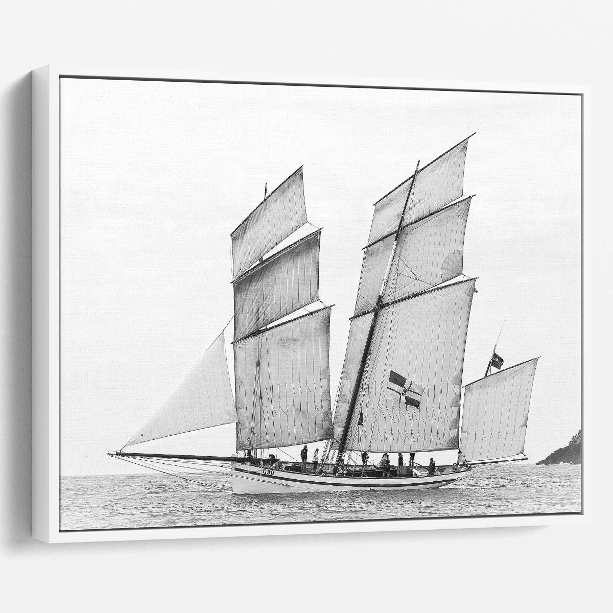 Monochrome Maritime Seascape Sailing Ship Wall Art by Luxuriance Designs. Made in USA.