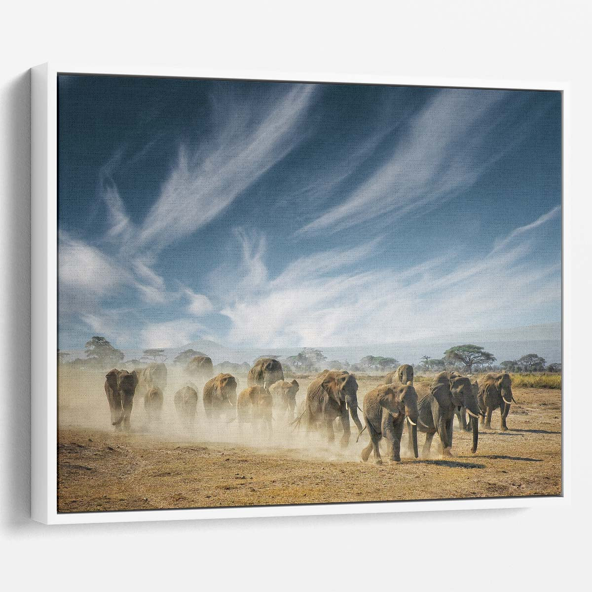 African Elephant Herd in Amboseli Park Wall Art by Luxuriance Designs. Made in USA.