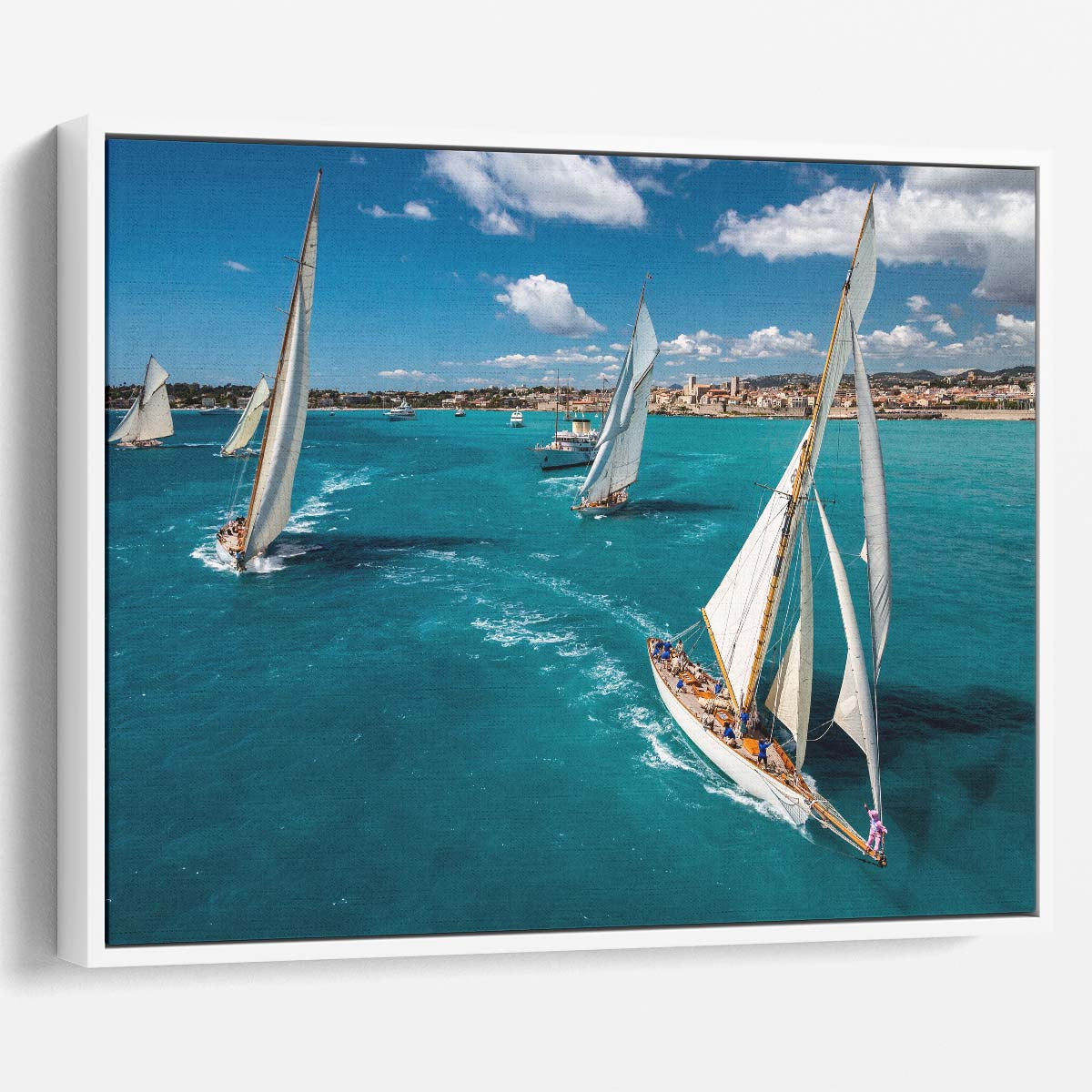 Antibes Yacht Race Aerial Seascape Wall Art by Luxuriance Designs. Made in USA.