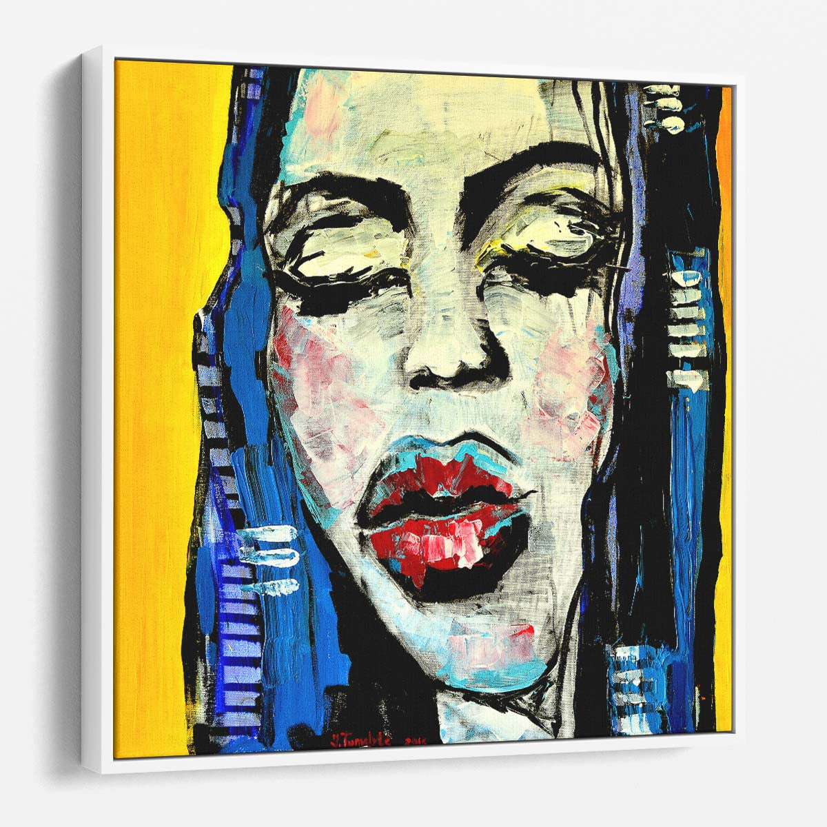 Expressive Woman Portrait Oil Painting by Julija Tumelyte Wall Art by Luxuriance Designs. Made in USA.