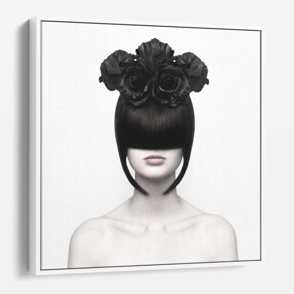 Enigmatic FloralHaired Lady Portrait Photography Wall Art by Luxuriance Designs. Made in USA.