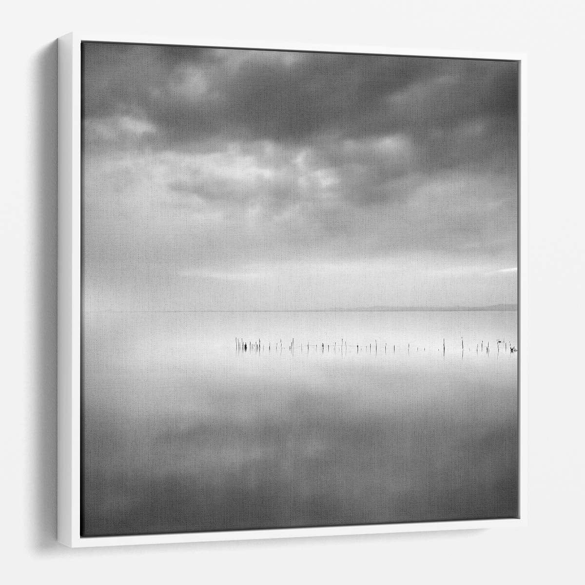 Monochrome Minimalist Lake & Sky Landscape Wall Art Photography by Luxuriance Designs. Made in USA.