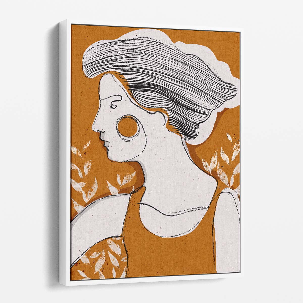 Treechild's Earthy Woman Portrait Illustration in Fineline Beige & Brown by Luxuriance Designs, made in USA