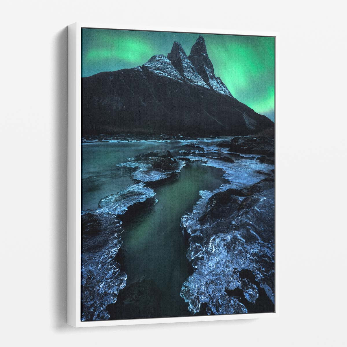 Aurora Borealis Night Sky Starry Mountain Photography Art by Luxuriance Designs, made in USA