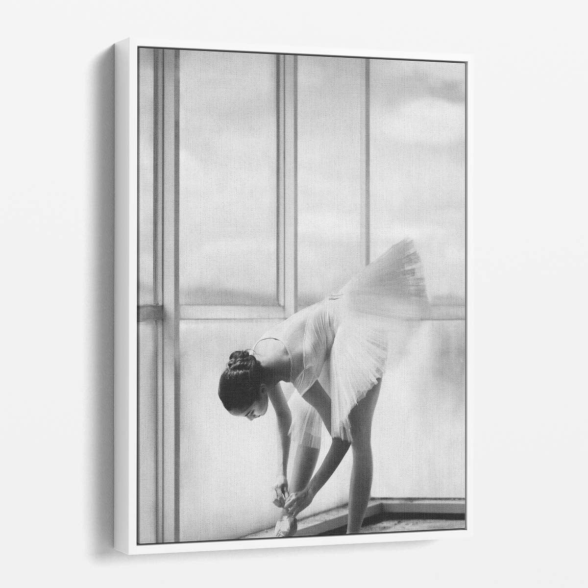 Graceful Ballerina Preparation Dance, Black and White Photography Art by Luxuriance Designs, made in USA