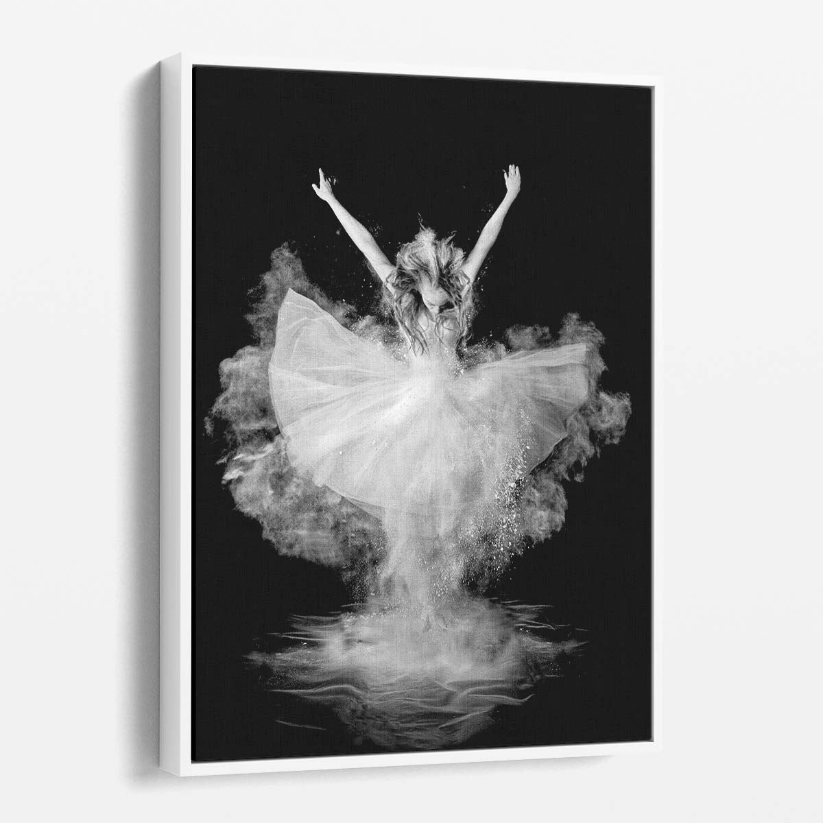 Angelic Ballerina Dance Explosion Monochrome Photography Wall Art by Luxuriance Designs, made in USA