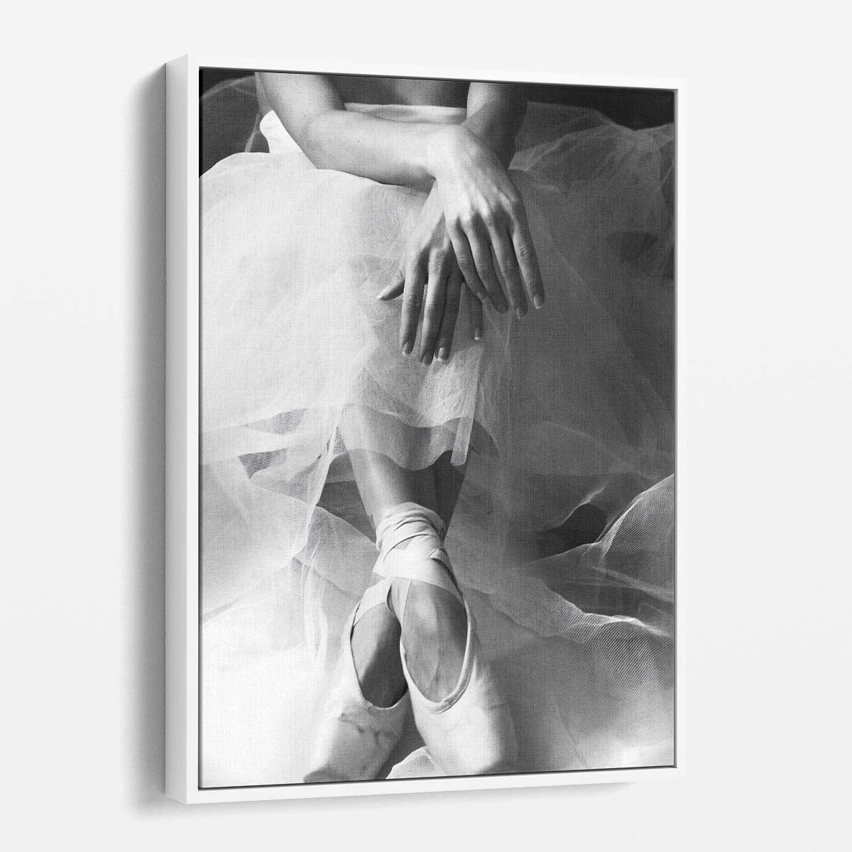 Elegant Resting Ballerina Portrait in Monochrome Photography Art by Luxuriance Designs, made in USA