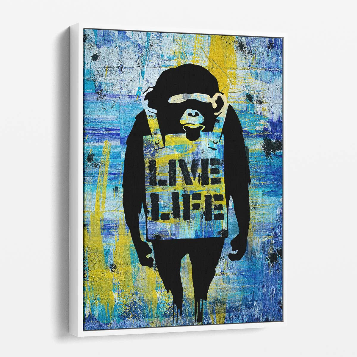 Banksy Live Life Monkey Graffiti Wall Art by Luxuriance Designs. Made in USA.