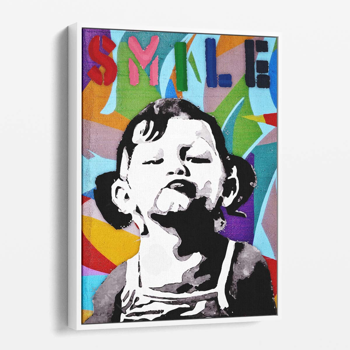 Banksy Smile Girl Graffiti Wall Art by Luxuriance Designs. Made in USA.