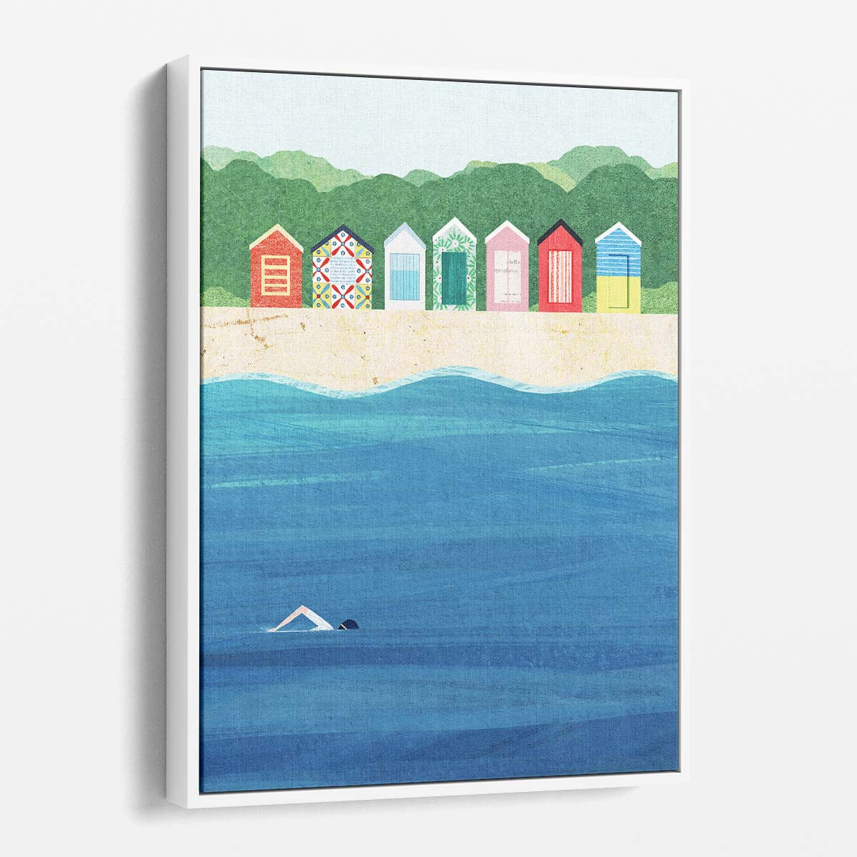 Colorful Brighton Beach Huts Illustration Art, Melbourne Australia by Luxuriance Designs, made in USA