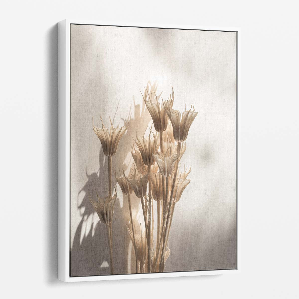 Beige Boho Floral Macro Photography Art, Mareike Bohmer by Luxuriance Designs, made in USA