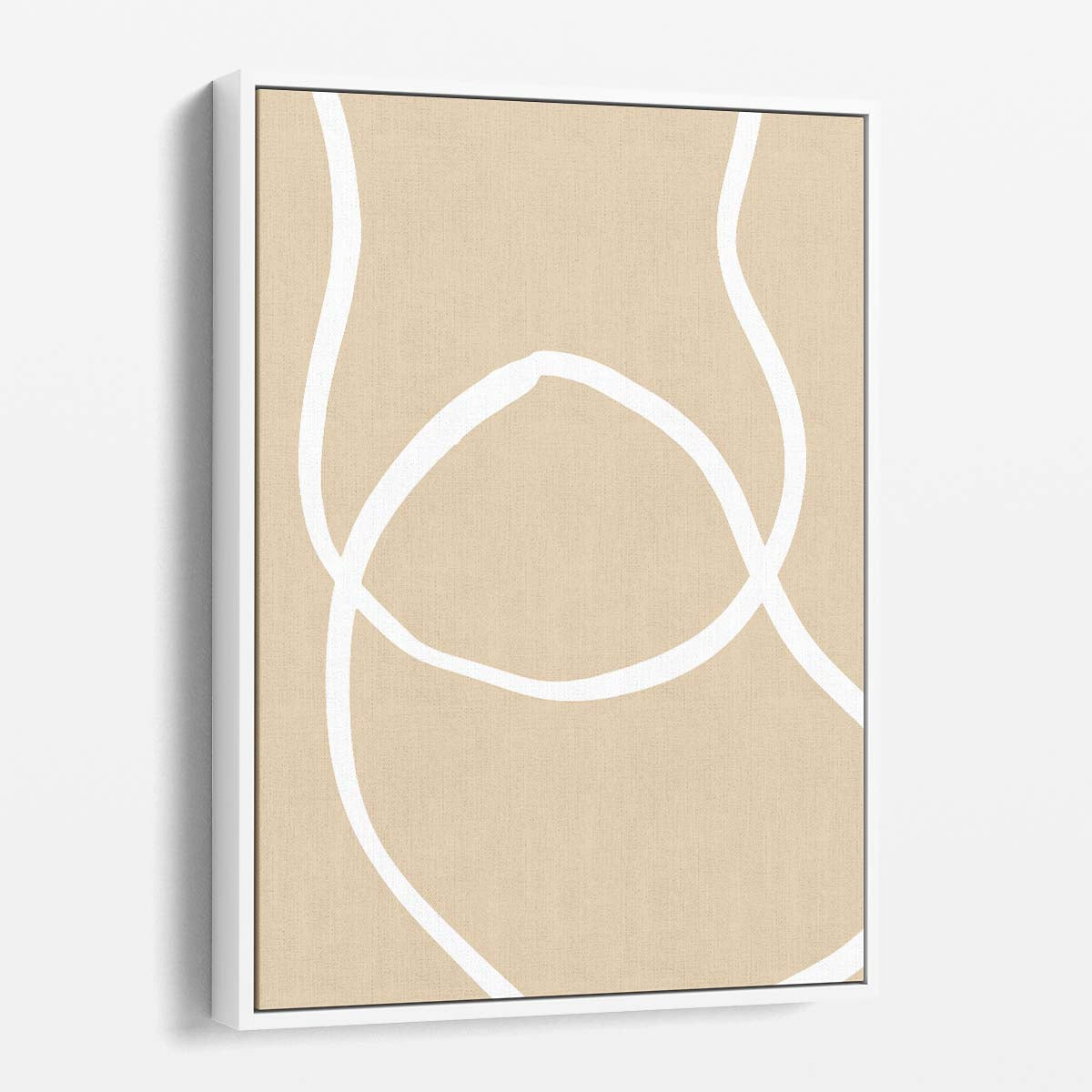 Beige Minimalist Line Art Illustration - Geometric Abstract Shapes by Luxuriance Designs, made in USA