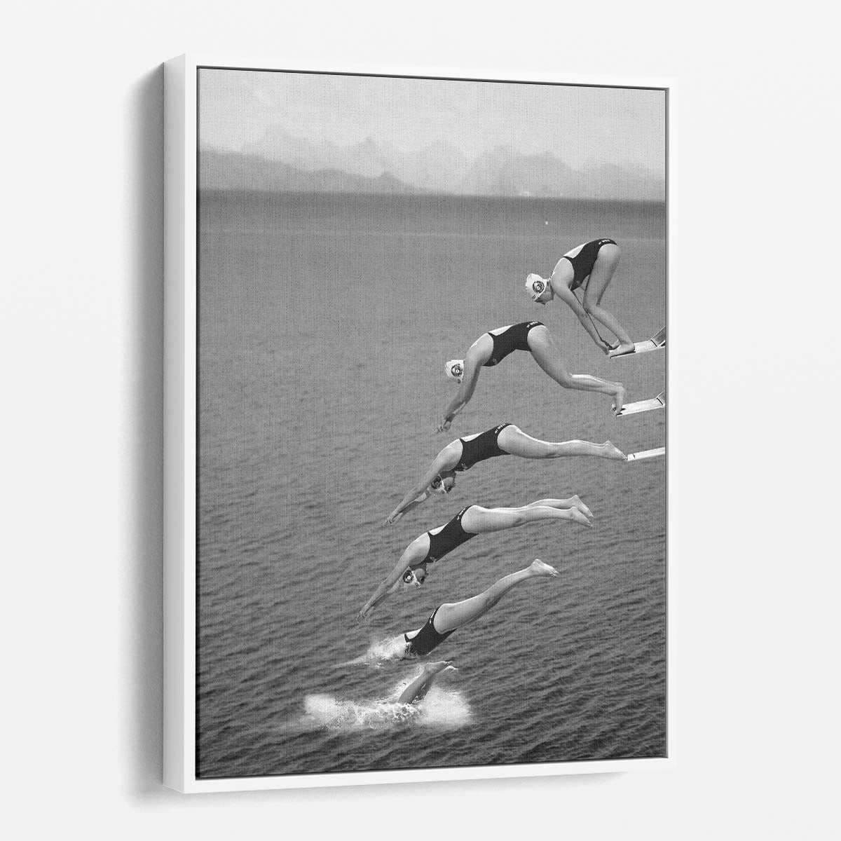 Dynamic Double Exposure Photo of Woman Diving in Lake by Luxuriance Designs, made in USA