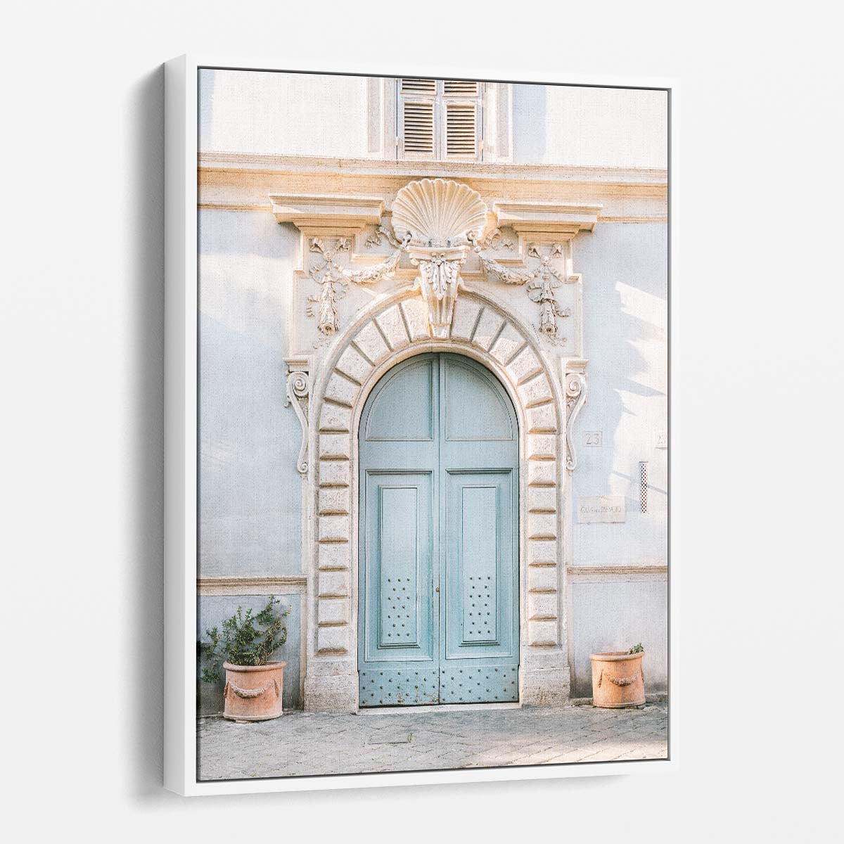Pastel Blue Door Rome Italy Architecture Photography Wall Art by Luxuriance Designs, made in USA