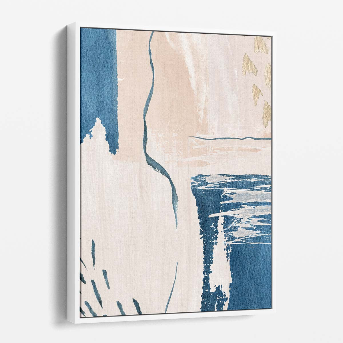 Modern Minimalist Blue & Beige Abstract Acrylic Wall Art Illustration by Luxuriance Designs, made in USA
