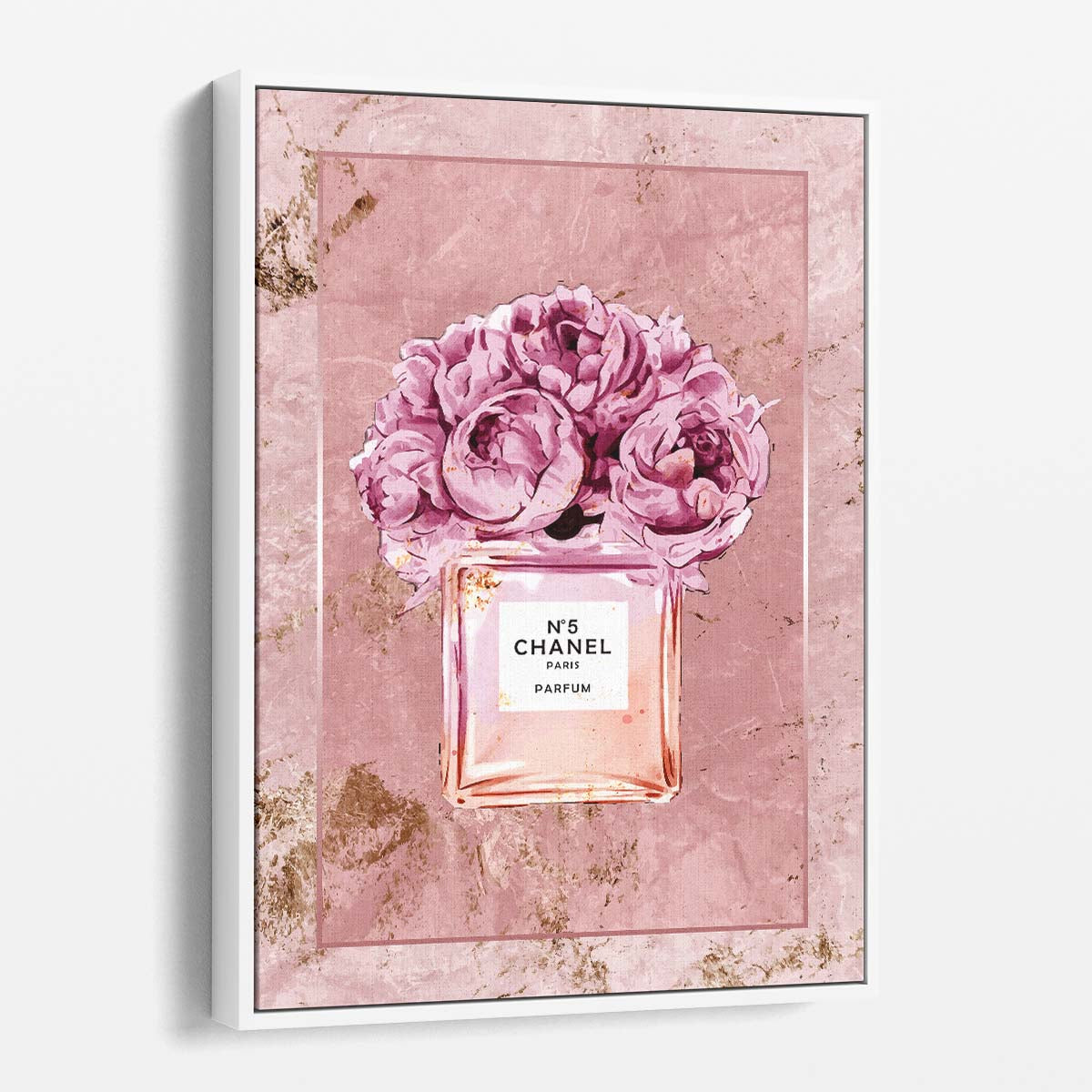 Coco Chanel N5 Perfume Pink Marble Wall Art by Luxuriance Designs. Made in USA.