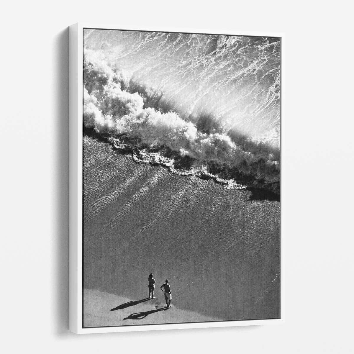 Monochrome Aerial Photography of Couple on Coastal Beach Vacation by Luxuriance Designs, made in USA