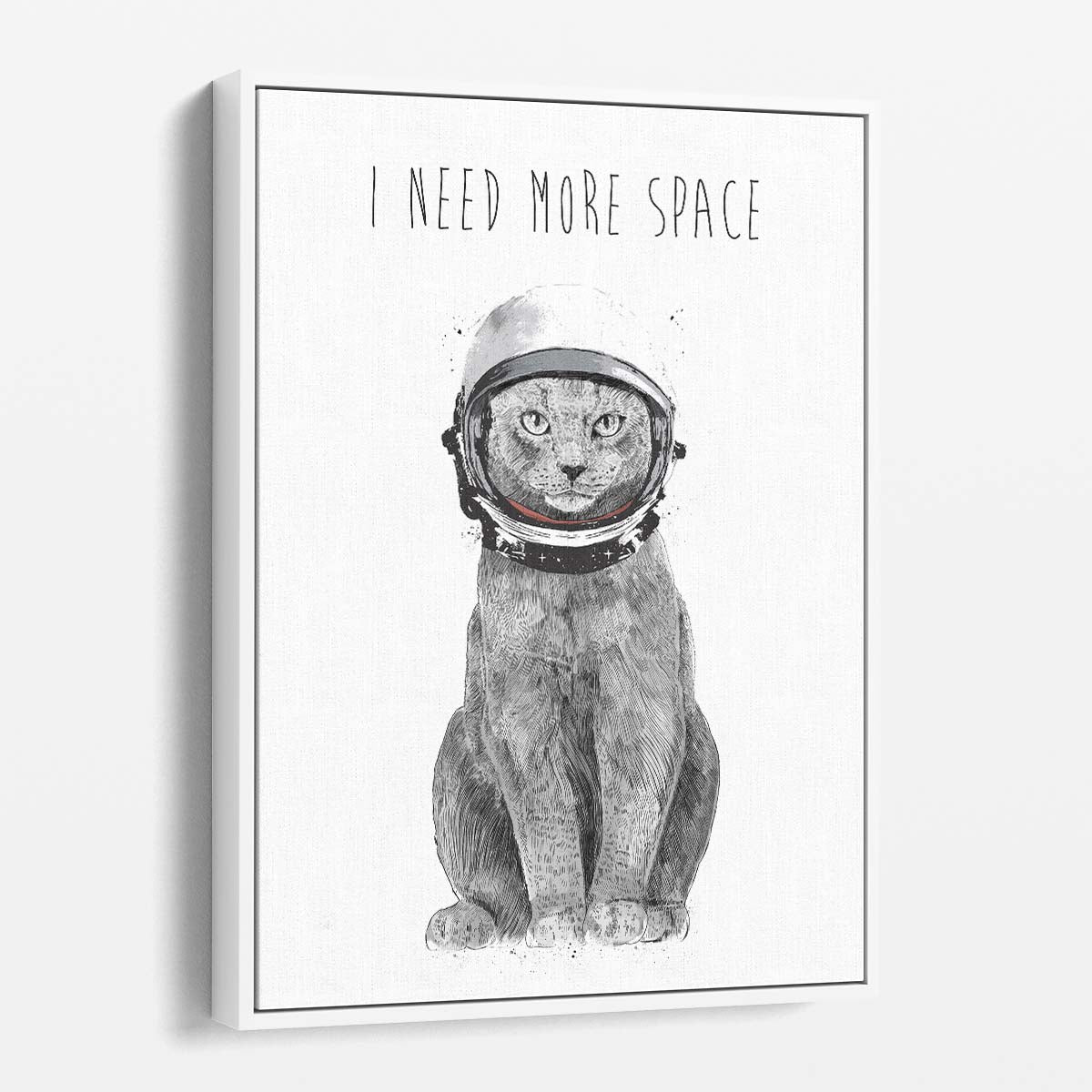 Funny Astronaut Cat Illustration, Motivational Quote Wall Art by Luxuriance Designs, made in USA