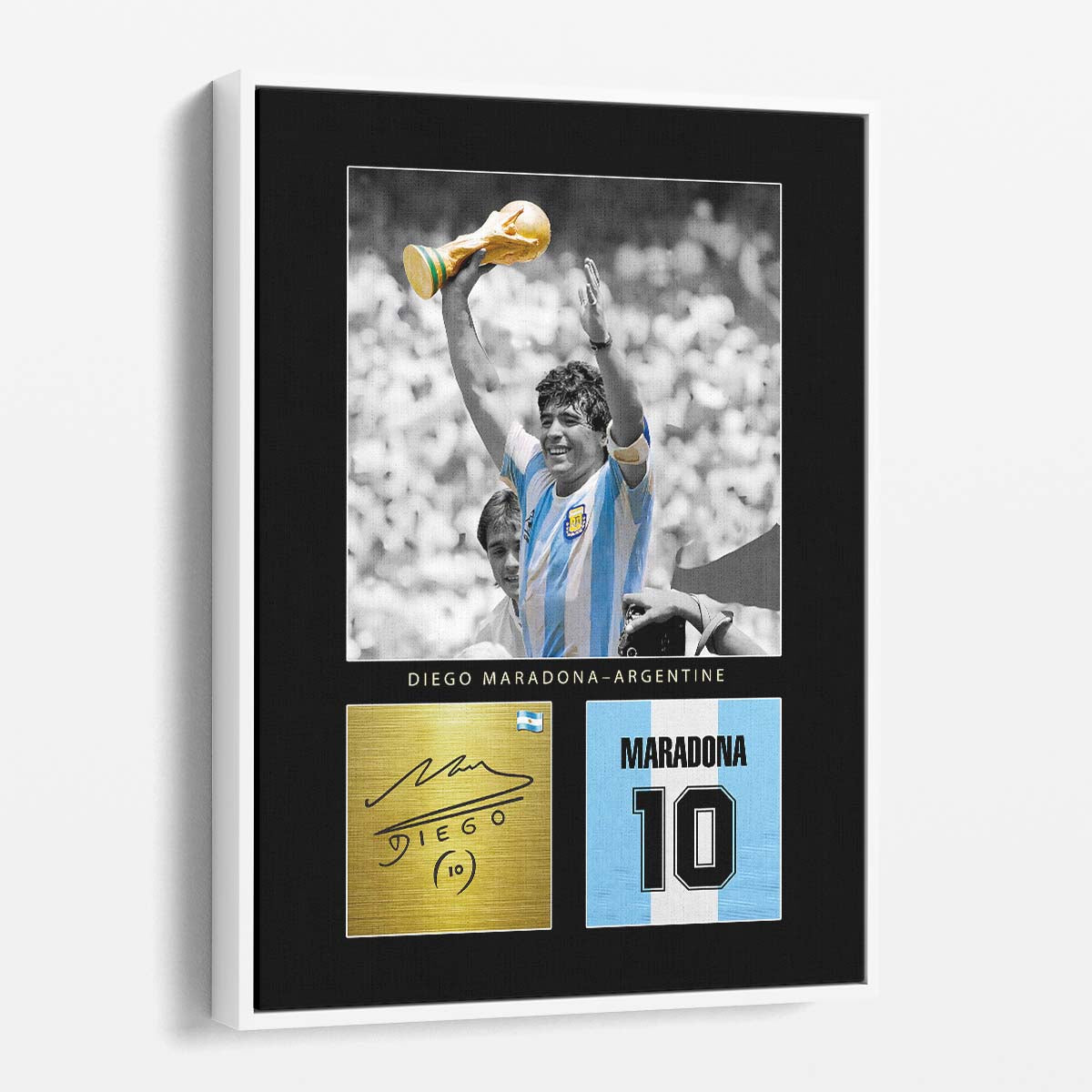 Diego Maradona Argentine Signature World Cup Wall Art by Luxuriance Designs. Made in USA.
