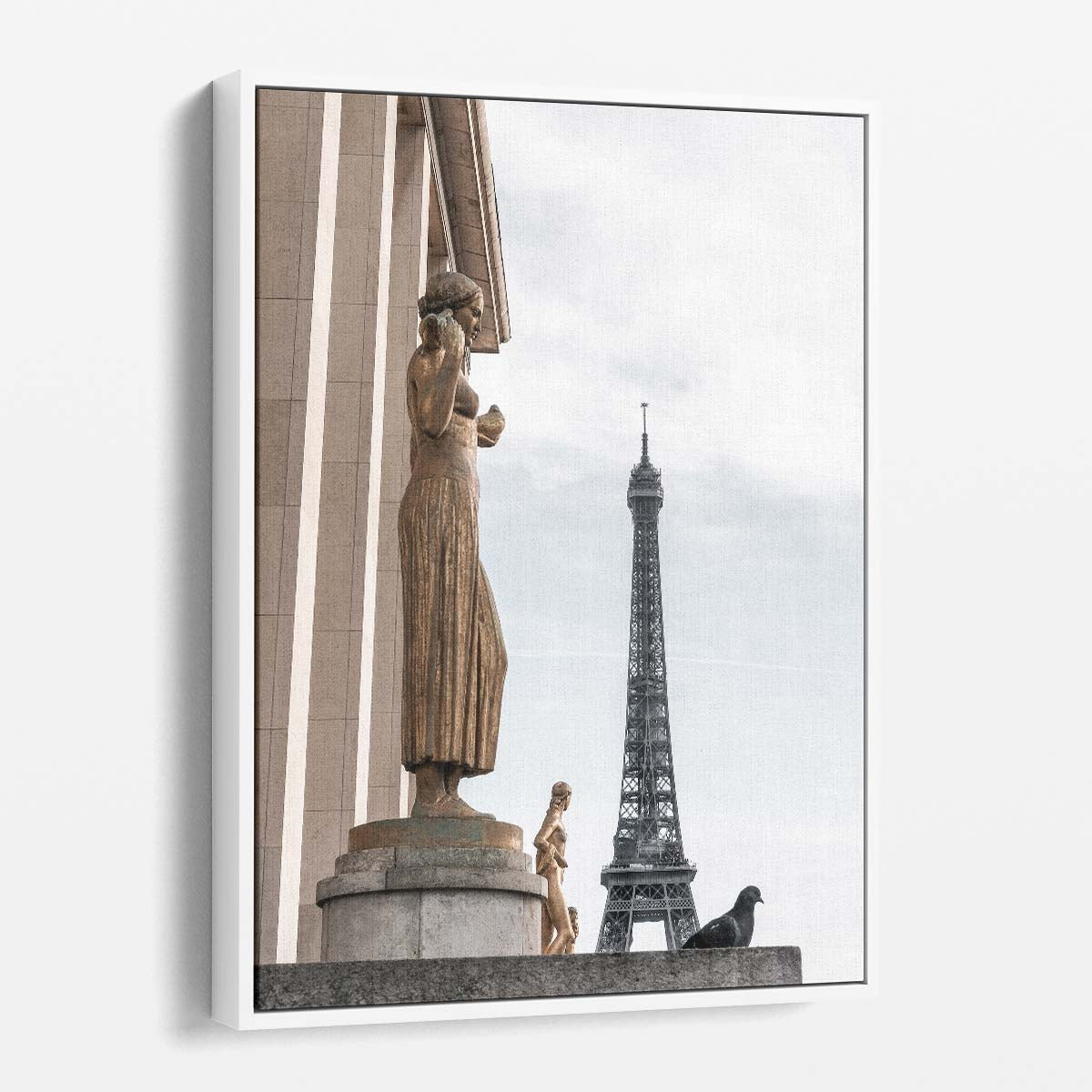 Iconic Eiffel Tower Paris Photography Dove at Trocadero, Urban Cityscape by Luxuriance Designs, made in USA