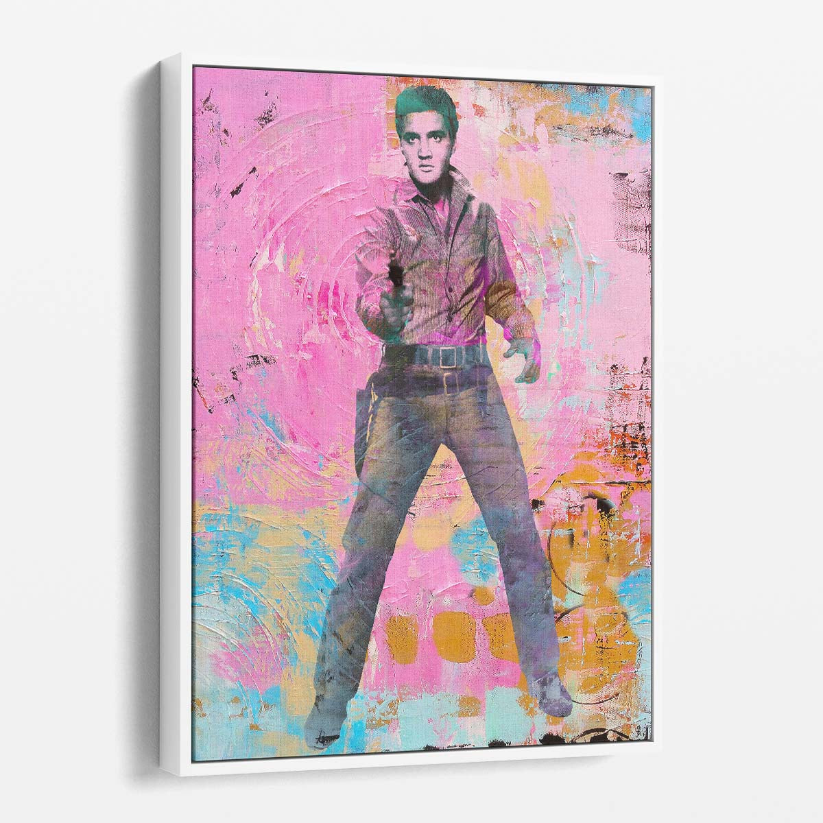 Elvis Presley Circles Pink Graffiti Wall Art by Luxuriance Designs. Made in USA.