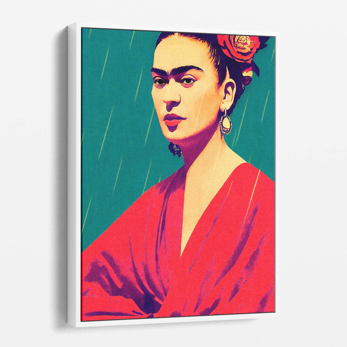 Frida Kahlo Colorful Floral Portrait Illustration by Treechild by Luxuriance Designs, made in USA