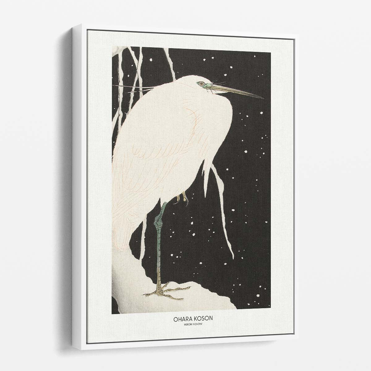 Ohara Koson's Vintage Japanese Heron in Snow Illustration Art by Luxuriance Designs, made in USA