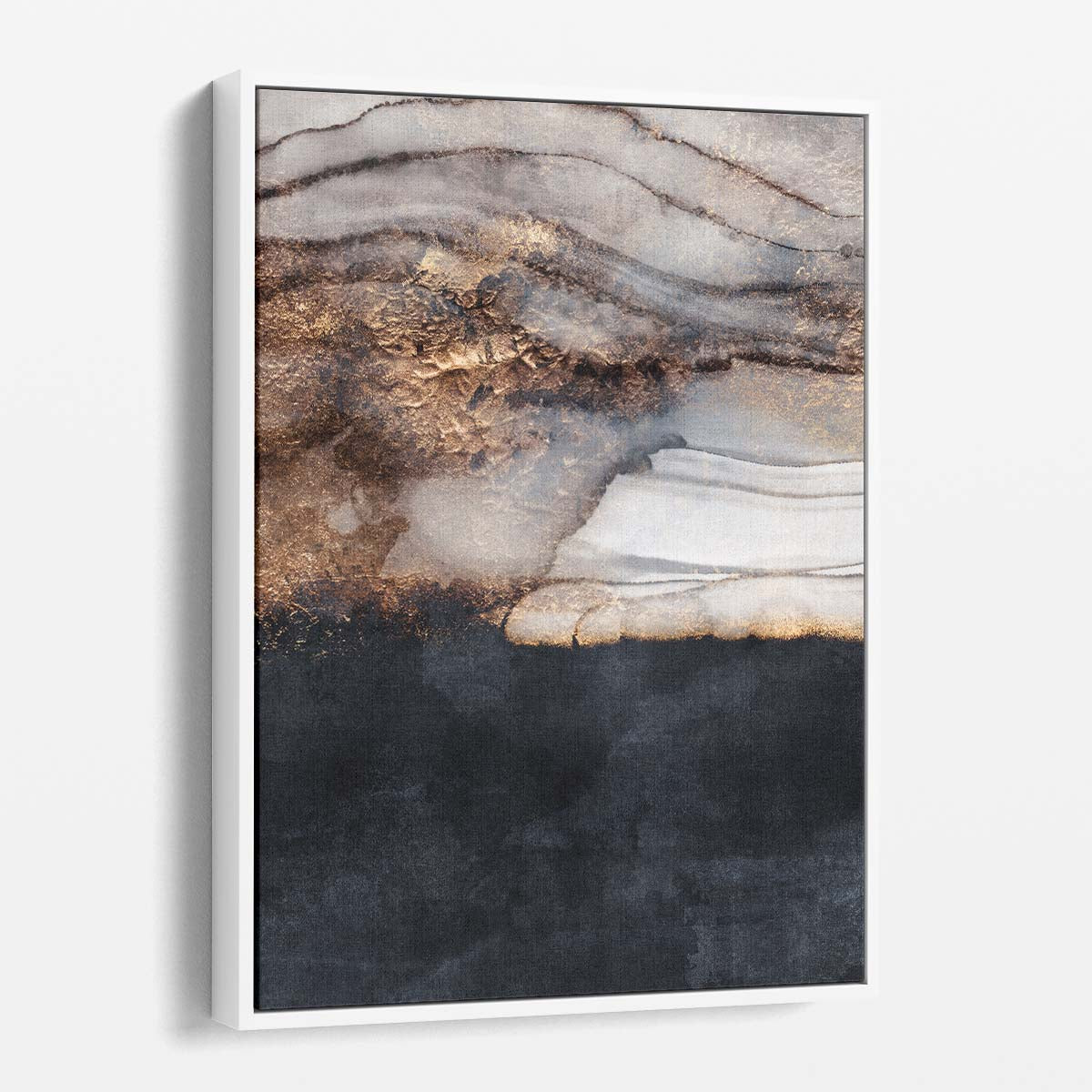 Gold Abstract Illustration Incoming Storm Marble Graphic Artwork by Luxuriance Designs, made in USA
