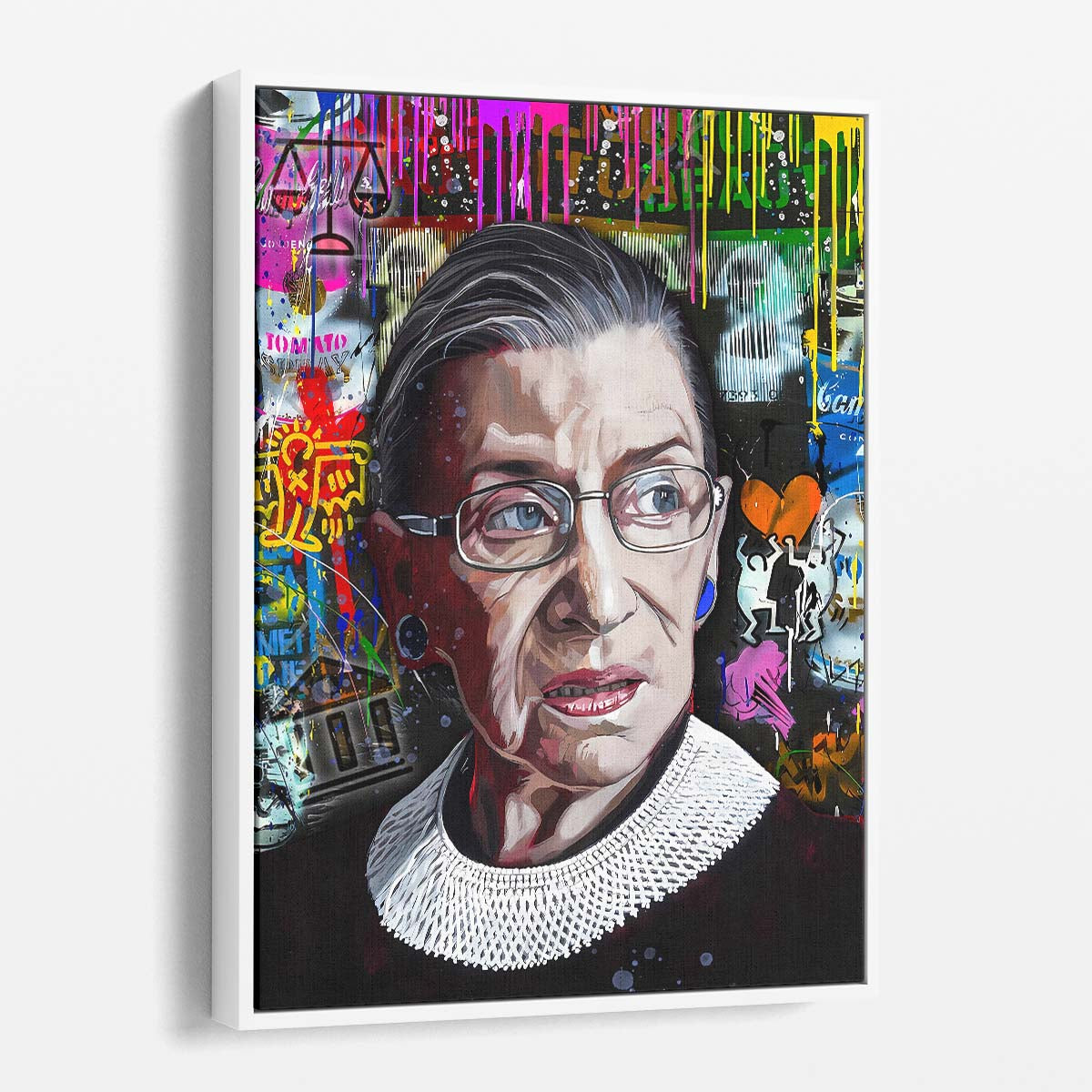 Justice Ruth Bader Ginsburg Portrait Graffiti Wall Art by Luxuriance Designs. Made in USA.