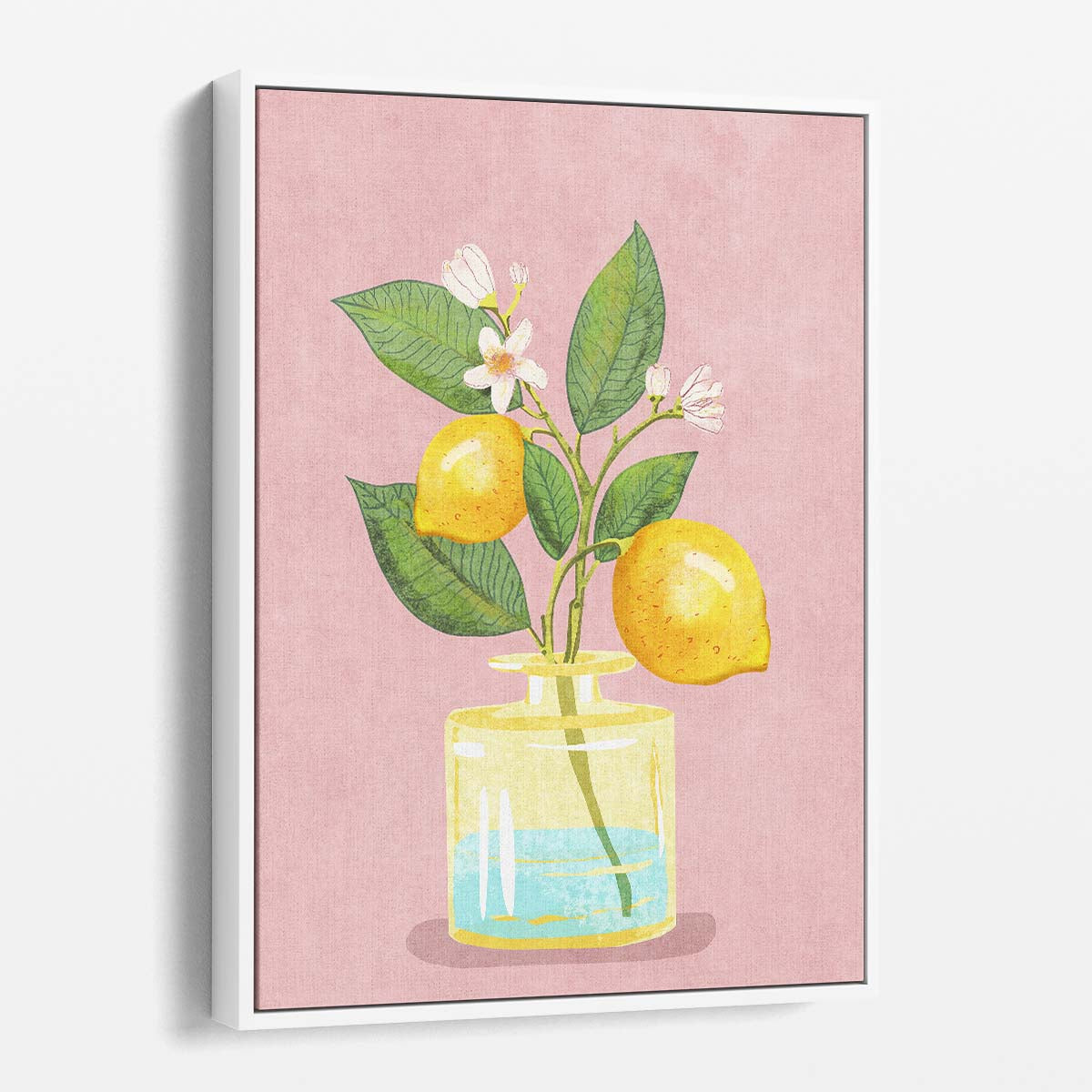 Citrus Still Life Colorful Lemon Bunch in Vase Art Illustration by Luxuriance Designs, made in USA