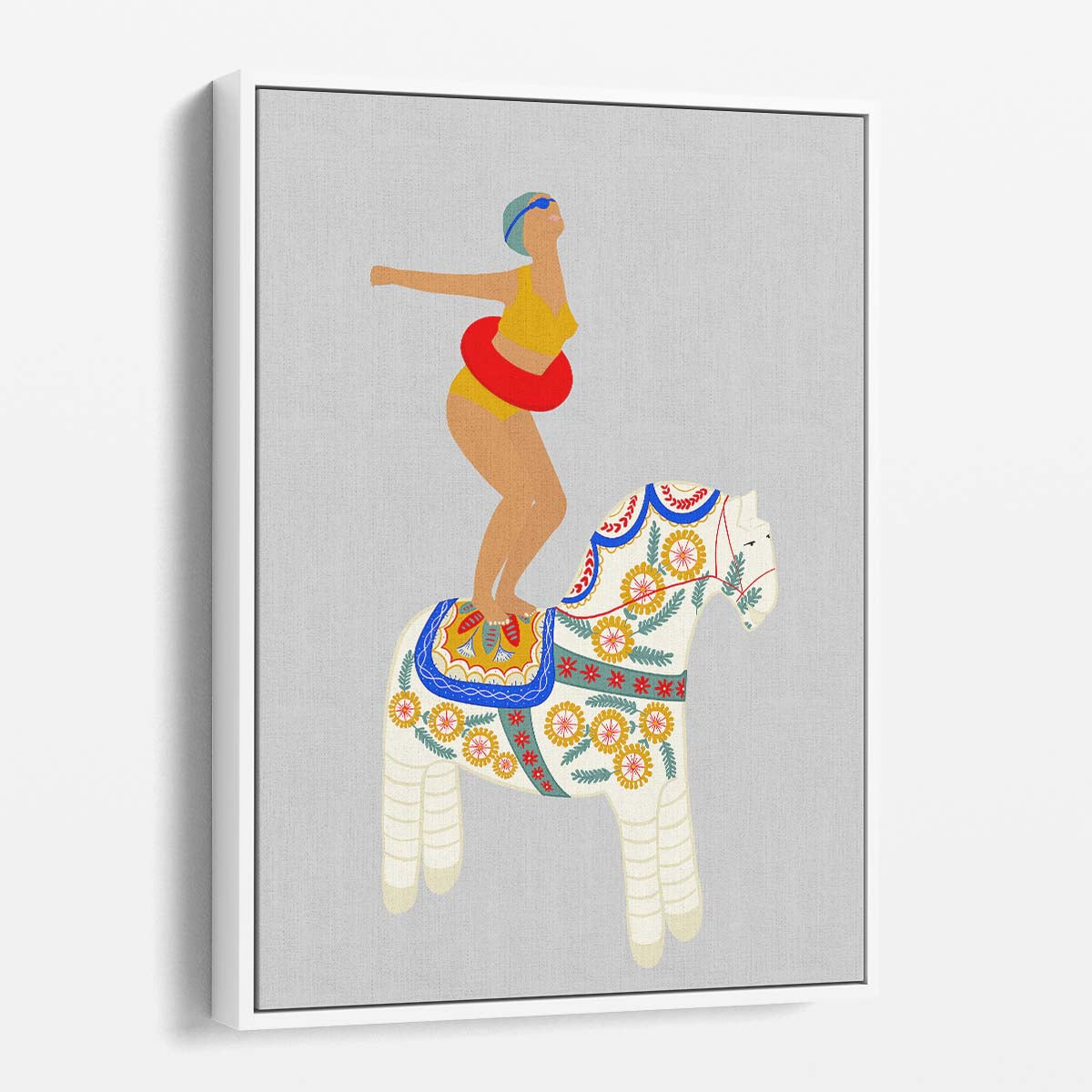 Surreal Equestrian Swimming Illustration Wall Art by Jota de Jai by Luxuriance Designs, made in USA