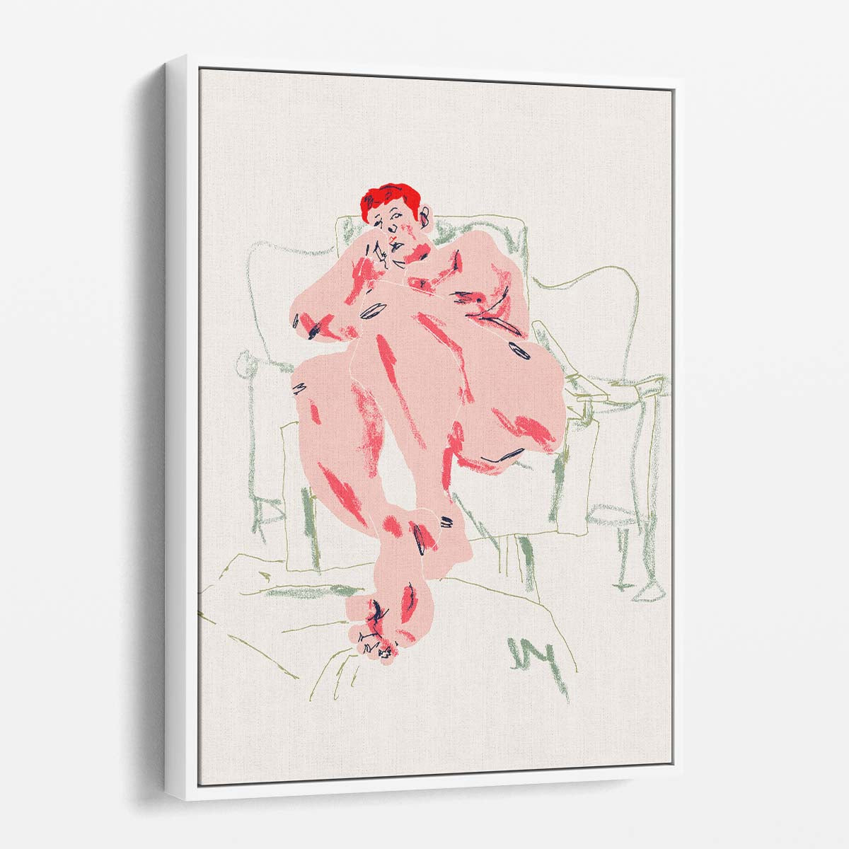 Francesco Gulina's Nude Model Chair Illustration Artwork by Luxuriance Designs, made in USA