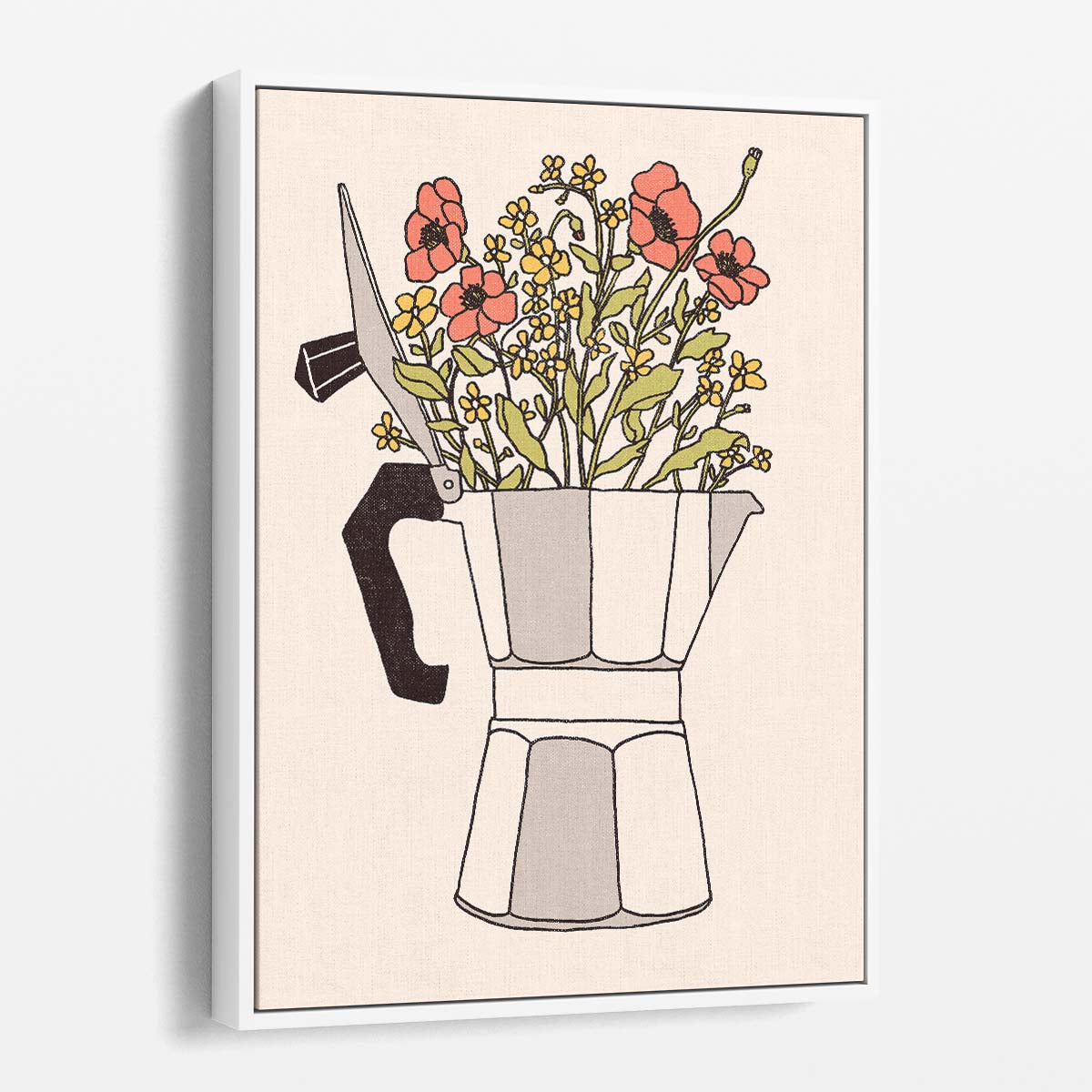 Colorful Floral Vase Illustration Wall Art by Florent Bodart by Luxuriance Designs, made in USA