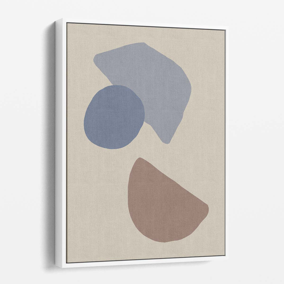 Minimalist Beige Geometric Illustration, Abstract Organic Shapes Wall Art by Luxuriance Designs, made in USA