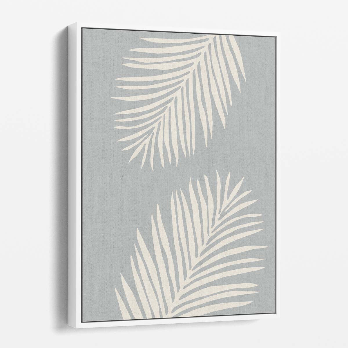 Botanical Palm Leaves Illustration Art with Beige, Grey Abstract Background by Luxuriance Designs, made in USA