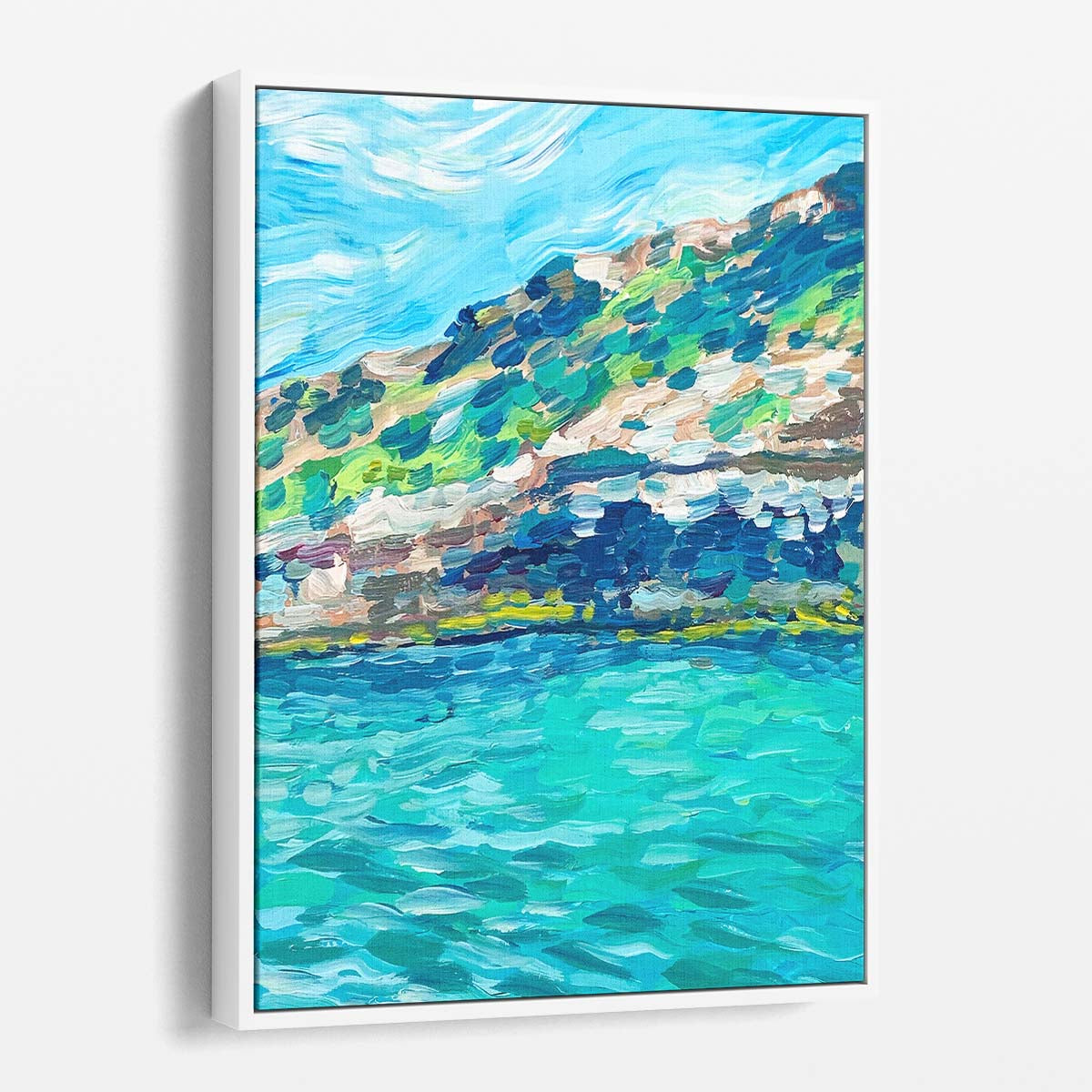 Vibrant Mallorca Spain Seascape Illustrated Acrylic Wall Art by Luxuriance Designs, made in USA