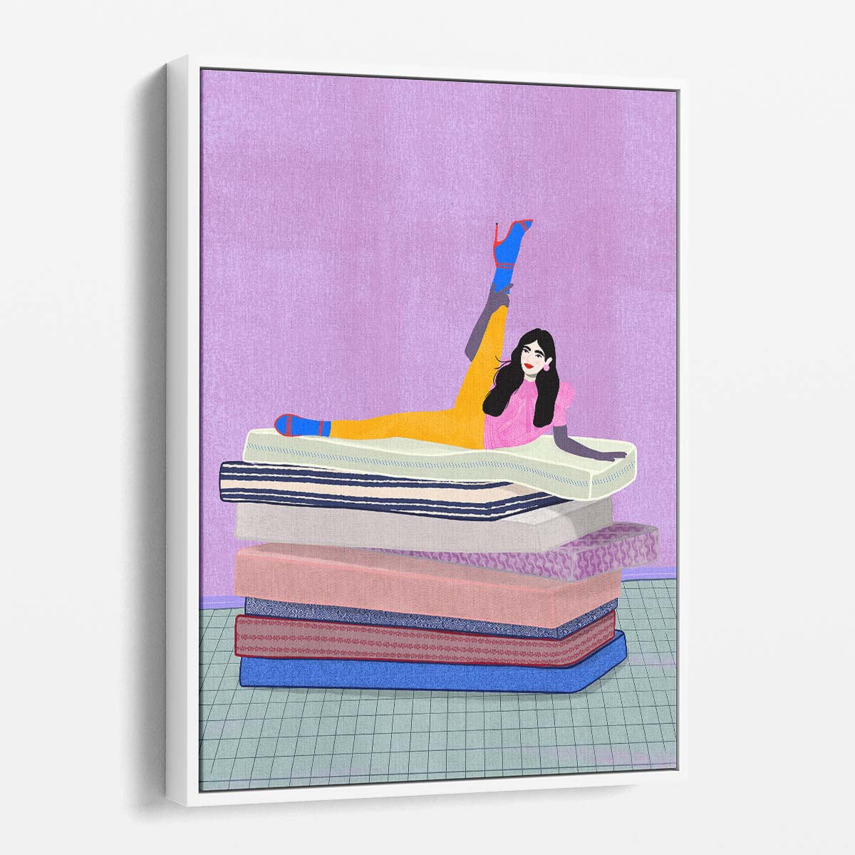 Flexible Yoga Pose Woman Illustration Wall Art for Zen Spa by Luxuriance Designs, made in USA