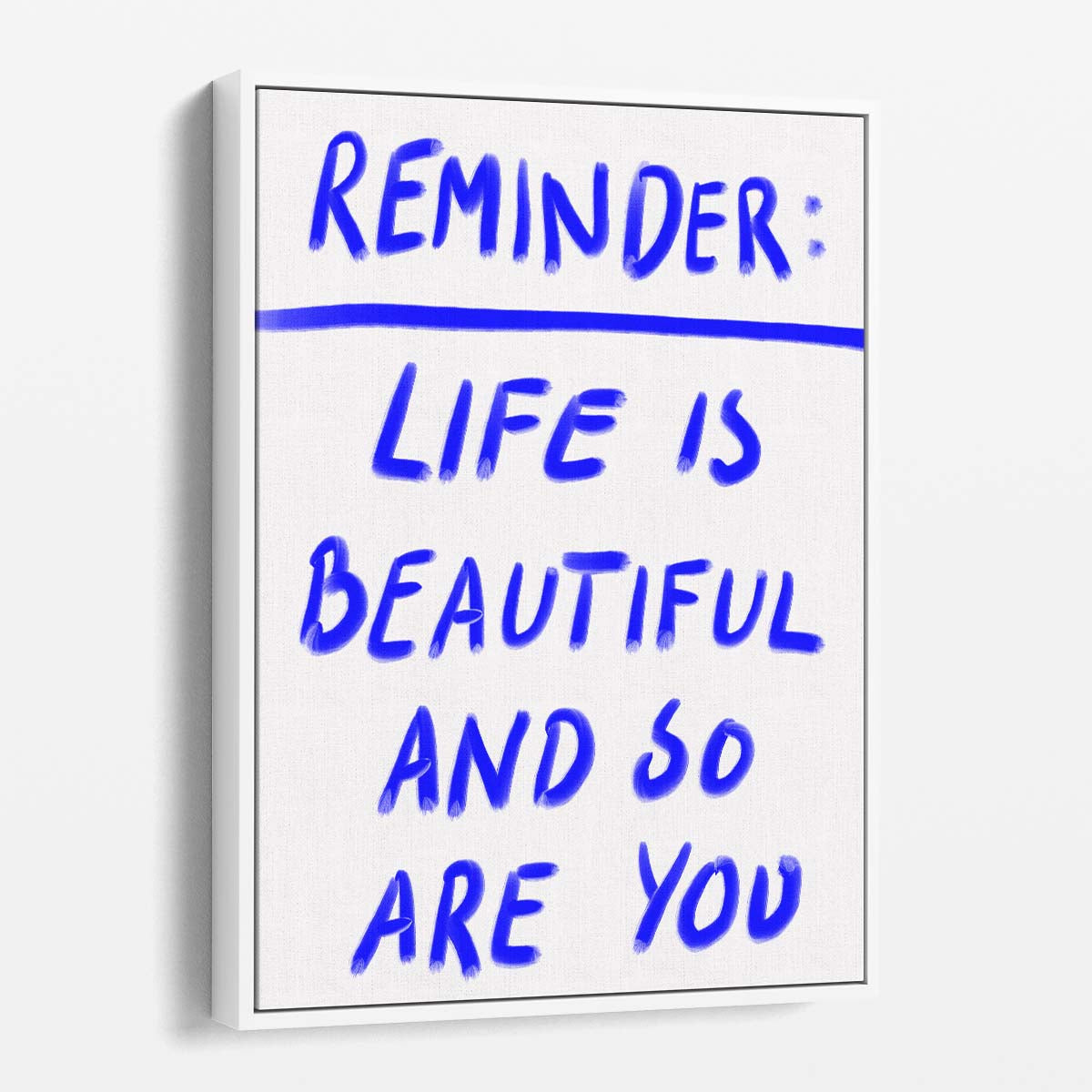 Blue Inspirational Quote Illustration, 'Life is Beautiful' Wall Art by Luxuriance Designs, made in USA
