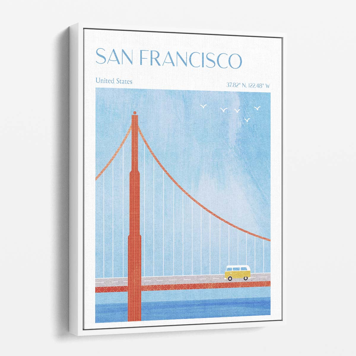 Colorful Inspirational Illustration of San Francisco's Iconic Golden Gate Bridge by Luxuriance Designs, made in USA