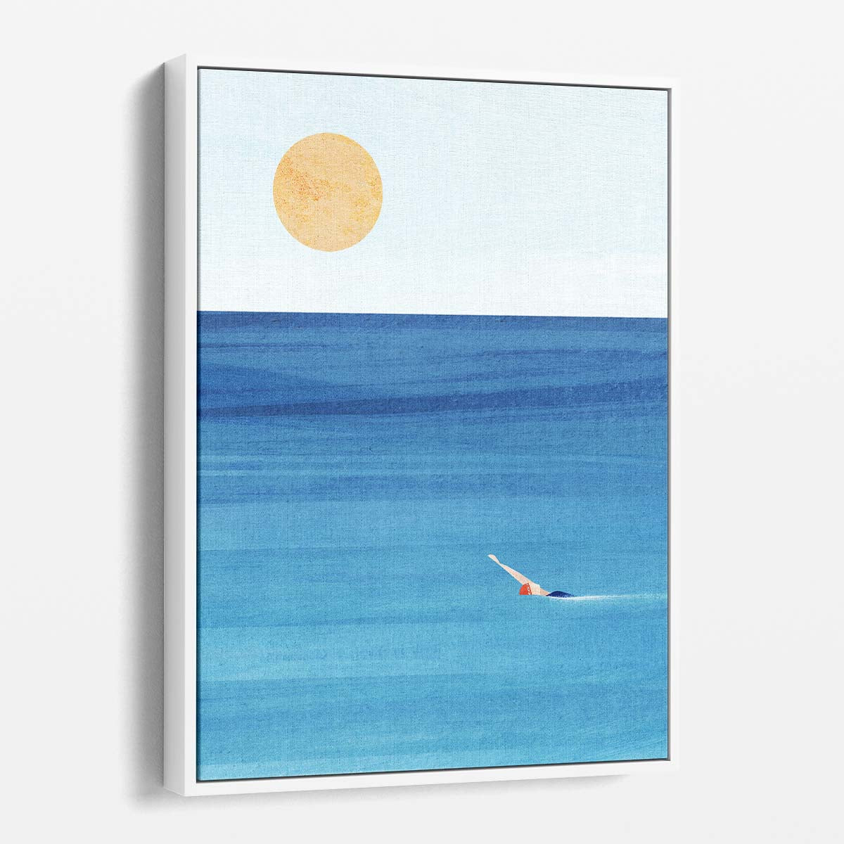 Tranquil Seascape Swimmer Illustration Art by Longwayhome by Luxuriance Designs, made in USA