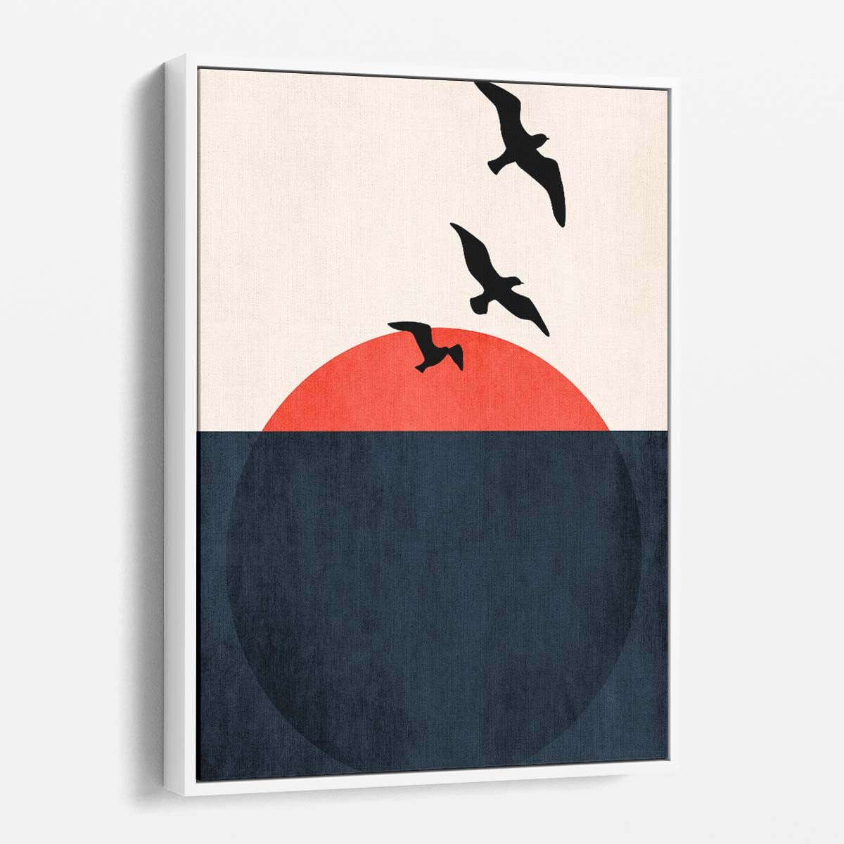 Kubistika's Bright Sunset Illustration of Seagulls in Flight by Luxuriance Designs, made in USA