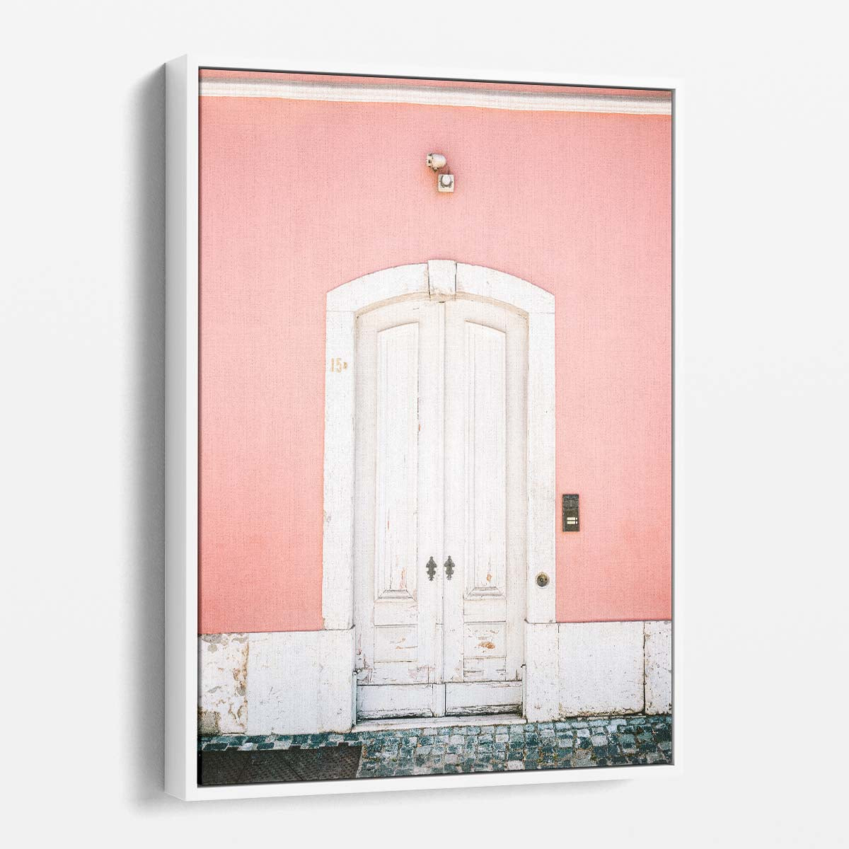Lisbon Portugal Architectural Photography Red Door Facade Wall Art by Luxuriance Designs, made in USA