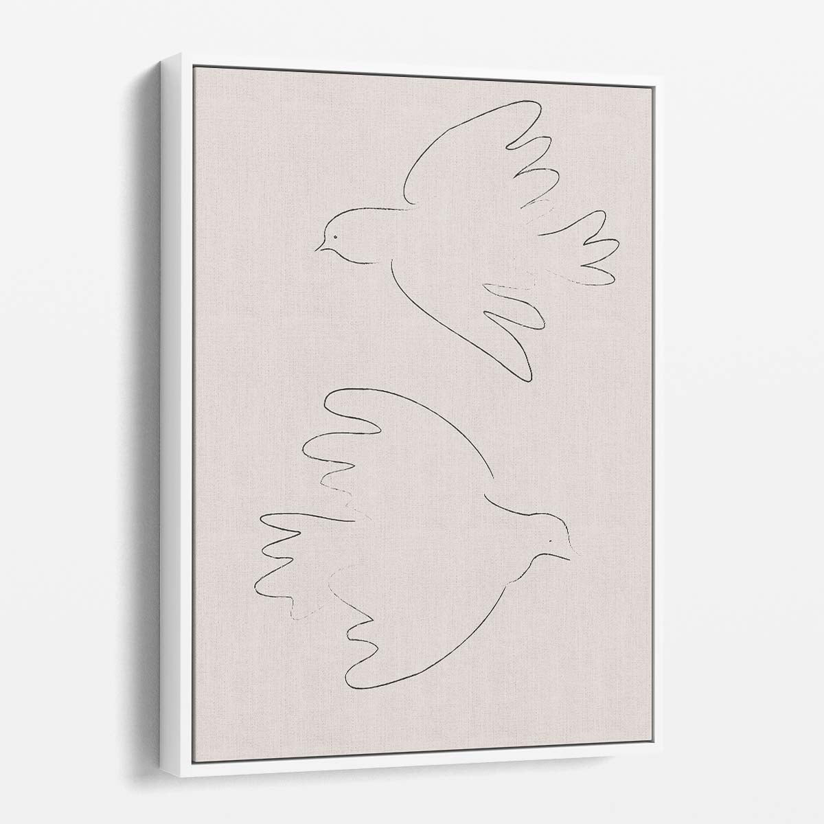Minimalist Beige Dove Illustration, Boho Line Art Drawing by Luxuriance Designs, made in USA