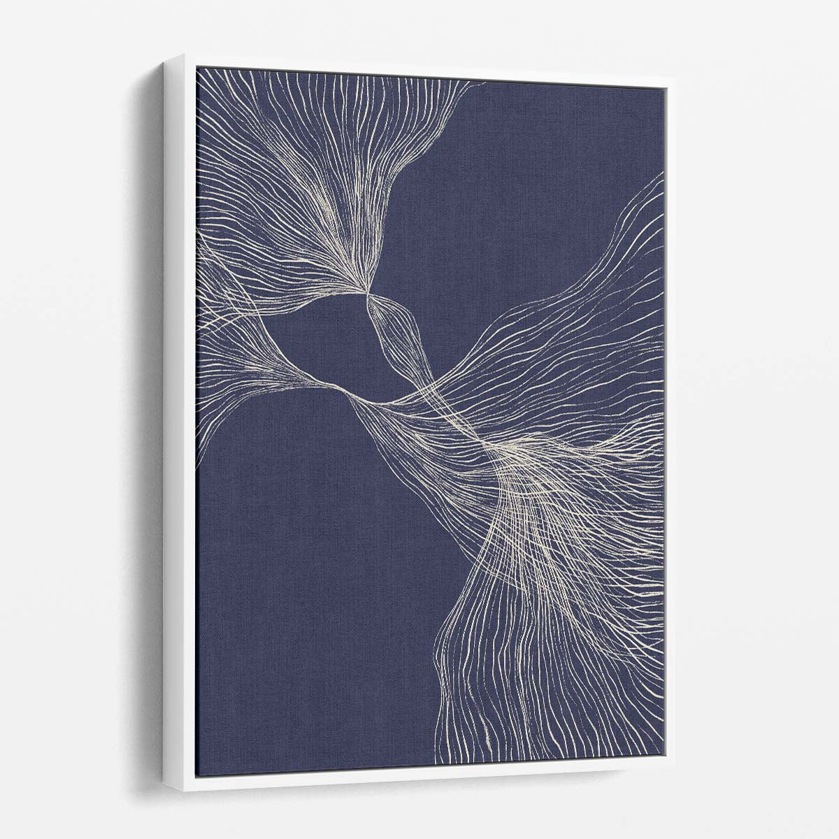 Minimalist Blue Waves Abstract Line Art Illustration Wall Decor by Luxuriance Designs, made in USA